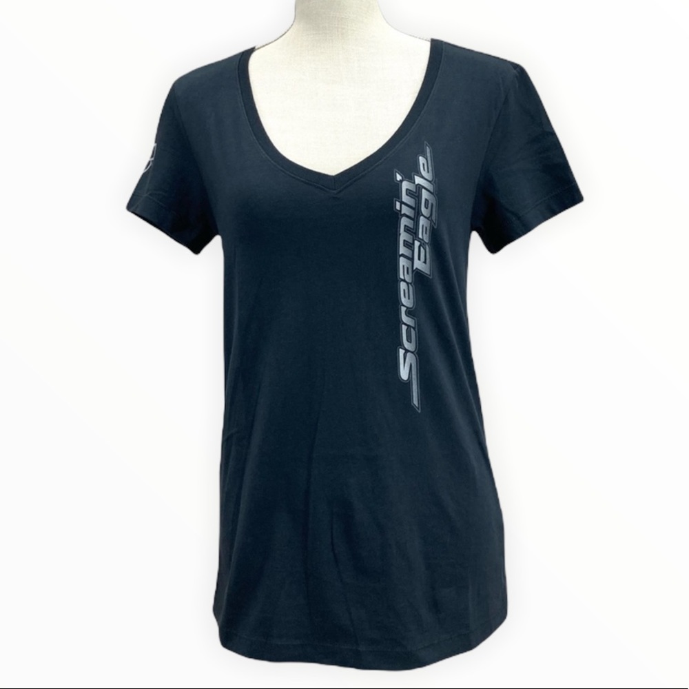NWT HARLEY-DAVIDSON Screamin’ Eagle Woman’s Short Sleeve Black Tee Shirt Sz S